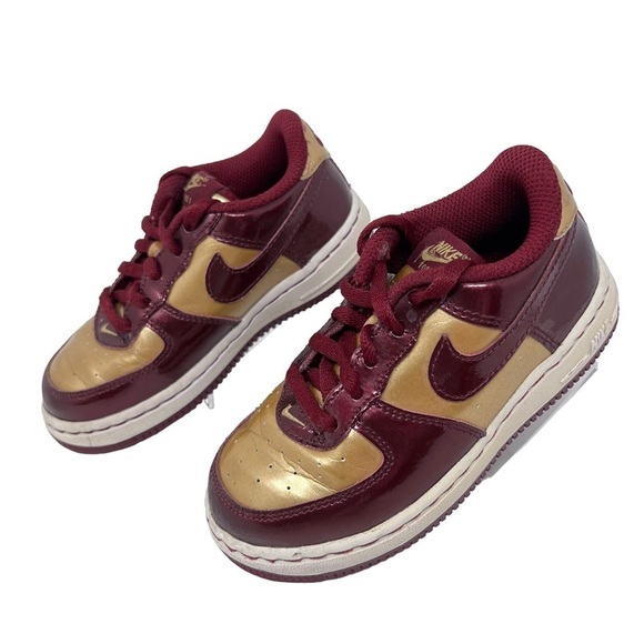 Y2K Nike Air Force 1 Low GS Iron Man Red Metallic Gold Sneakers Child Sz 9 Team - Picture 3 of 15